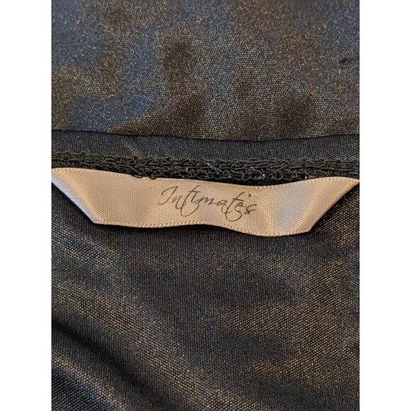 Vintage Camisole Lace Trim Bows Plus Size 3X Black Slinky Semi Sheer Adjustable - Picture 7 of 8